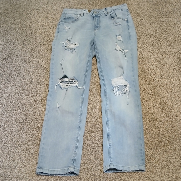 Garage High-Rise Distressed Straight Leg Girlfriend Denim Jeans Juniors Size 5 - Picture 1 of 5